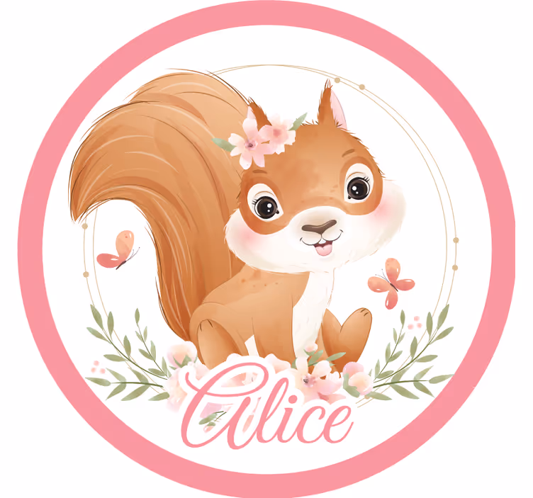 Bases para copos personalizáveis ilustração de esquilo fofo - TenStickers