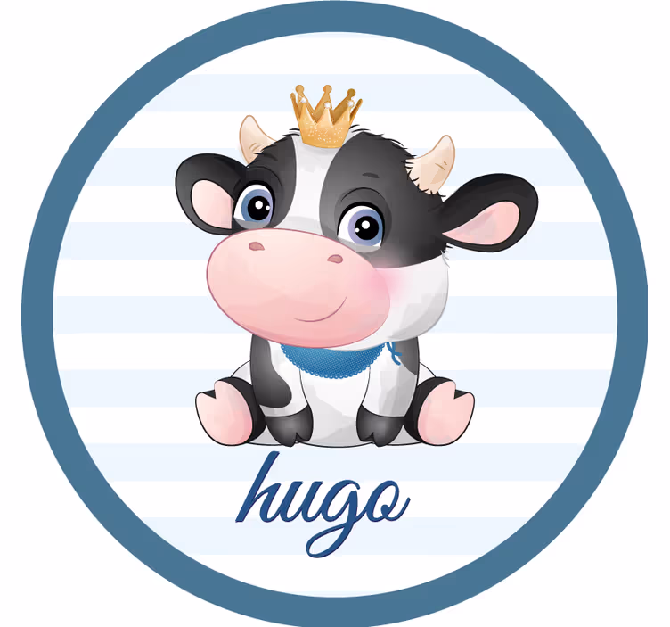 Bases para copos personalizáveis Vaca fofa para menino com nome - TenStickers