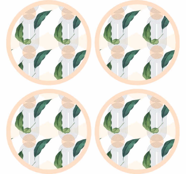 Bases para copos modernas com padrão geométrico folhado - TenStickers