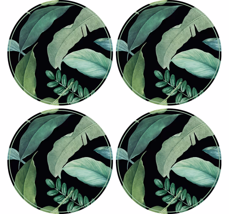 Bases para copos composição verde folhosa - TenStickers