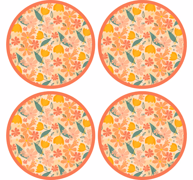 Bases para copos com superfície redonda floral - TenStickers