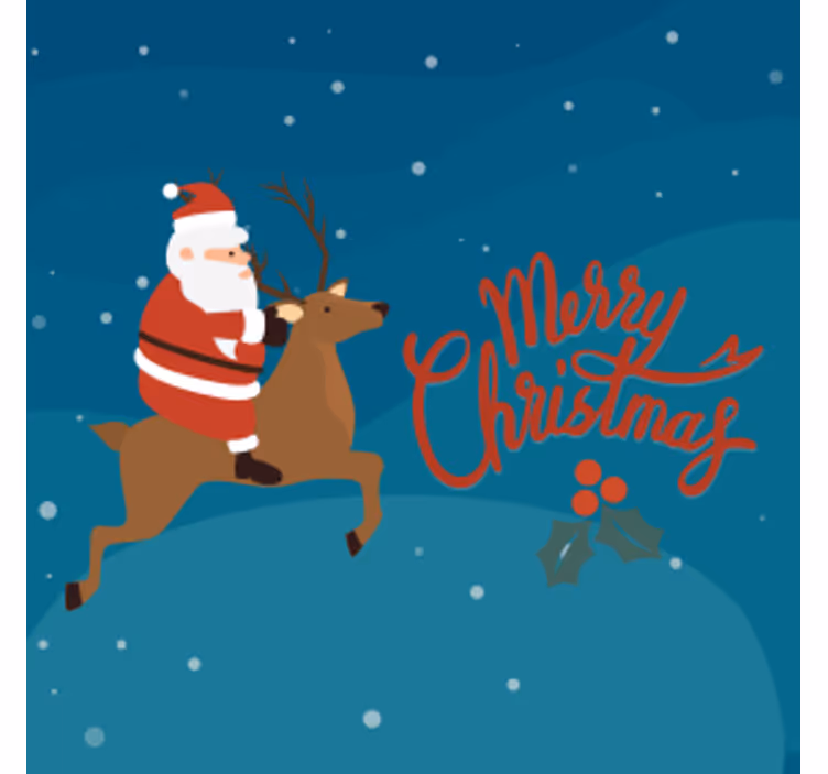 Bases para copos de natal papai noel montado no rena - TenStickers