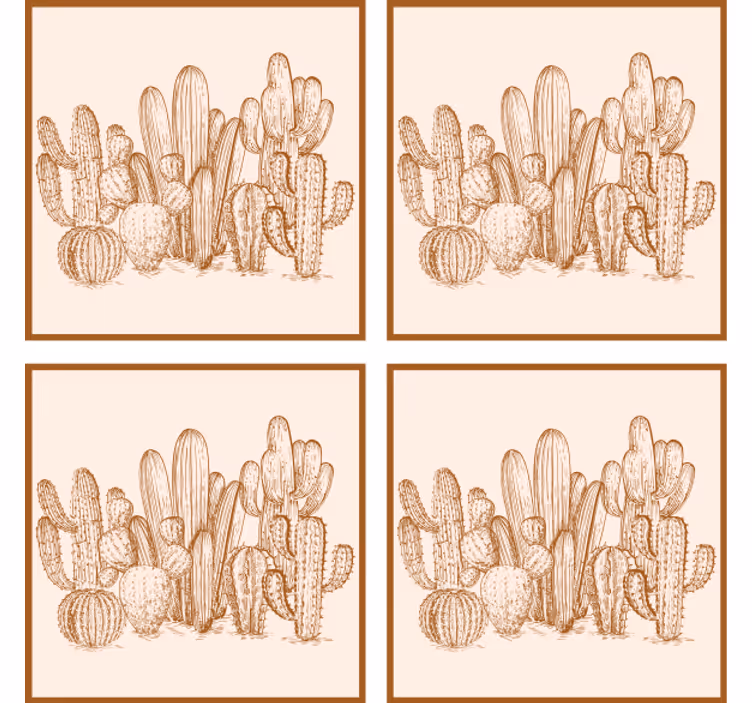 Bases para copos ilustração de variedades de cactos - TenStickers