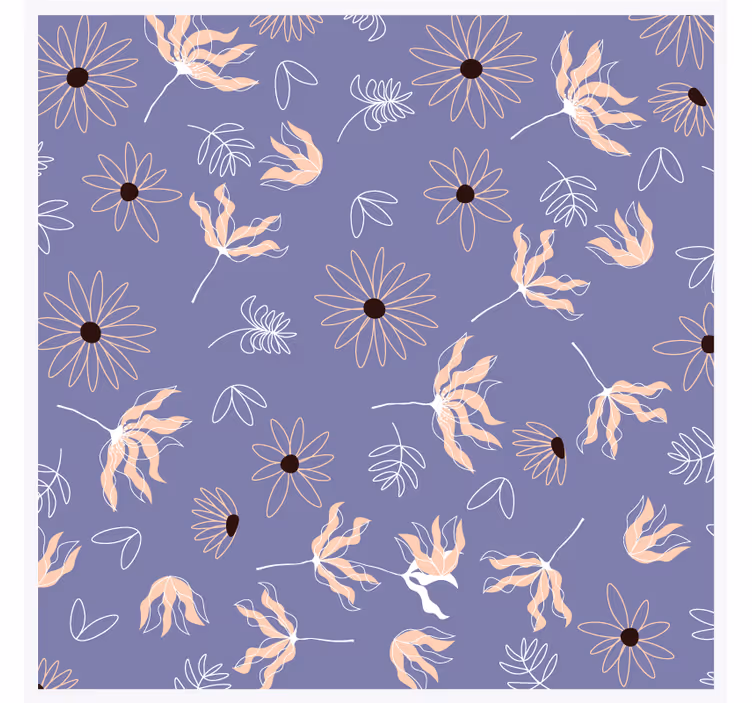 Bases para copos modernas Desenho de flor abstrato laranja e roxo - TenStickers