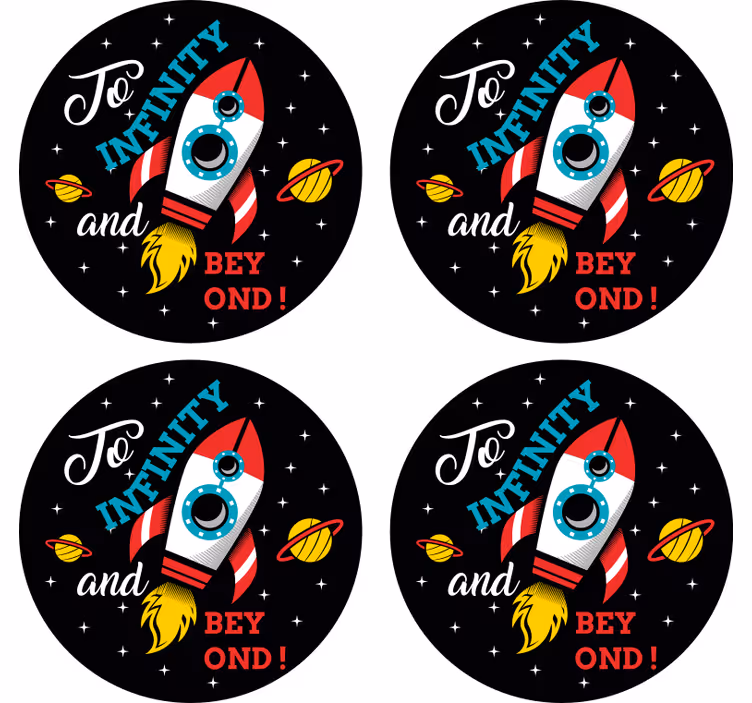 Bases para copos tema espaço lançamento de foguete - TenStickers