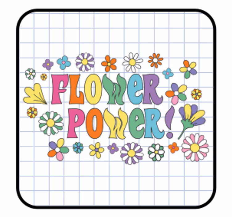 Bases para copos com tipografia floral colorida - TenStickers