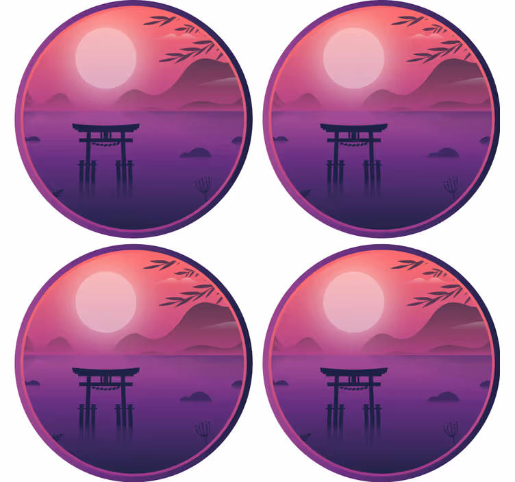 Bases para copos modernas paisagem do pôr do sol sereno - TenStickers