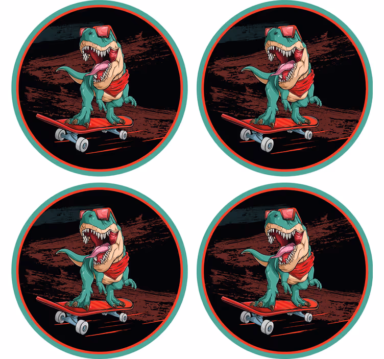 Bases para copos de dinossauro skatista - TenStickers