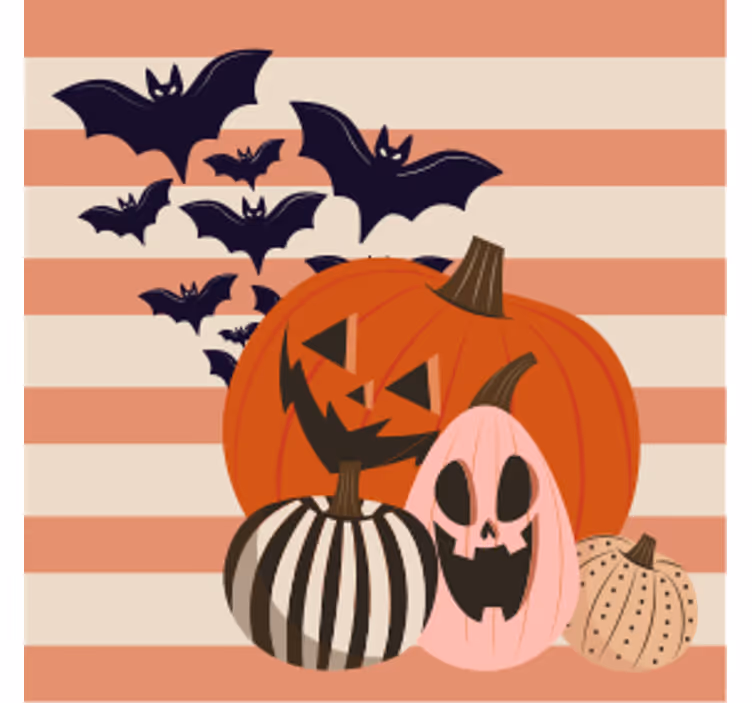 Base para copos halloween trio de abóboras com morcegos - TenStickers