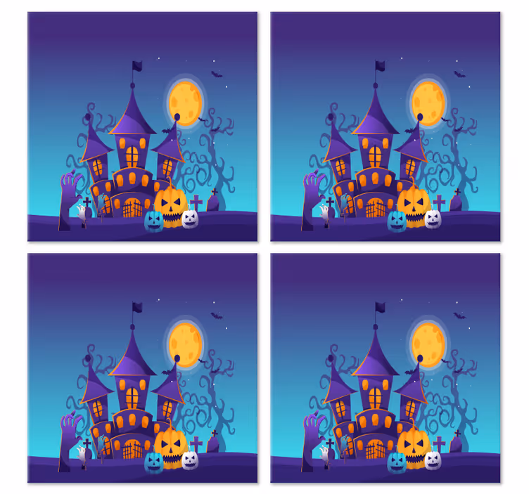 Cemitério assustador com morcegos base para copos de halloween - TenStickers