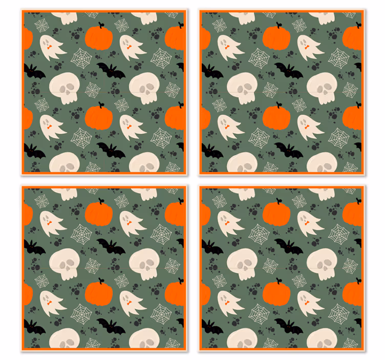 Abóboras, fantasmas e aranhas base para copos de halloween - TenStickers
