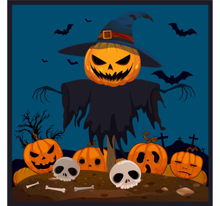 Base paracopos halloween cena de abóbora com espantalho - TenStickers