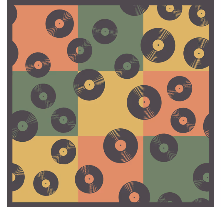 Bases para copos vintage Padrão retro de disco de vinil colorido - TenStickers