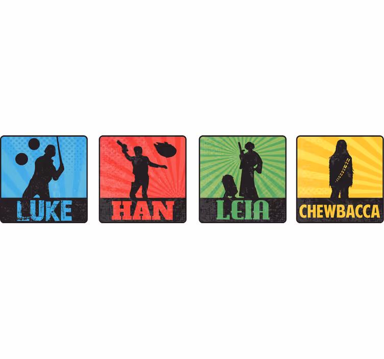 Bases para copos silhuetas de personagens icônicos - TenStickers