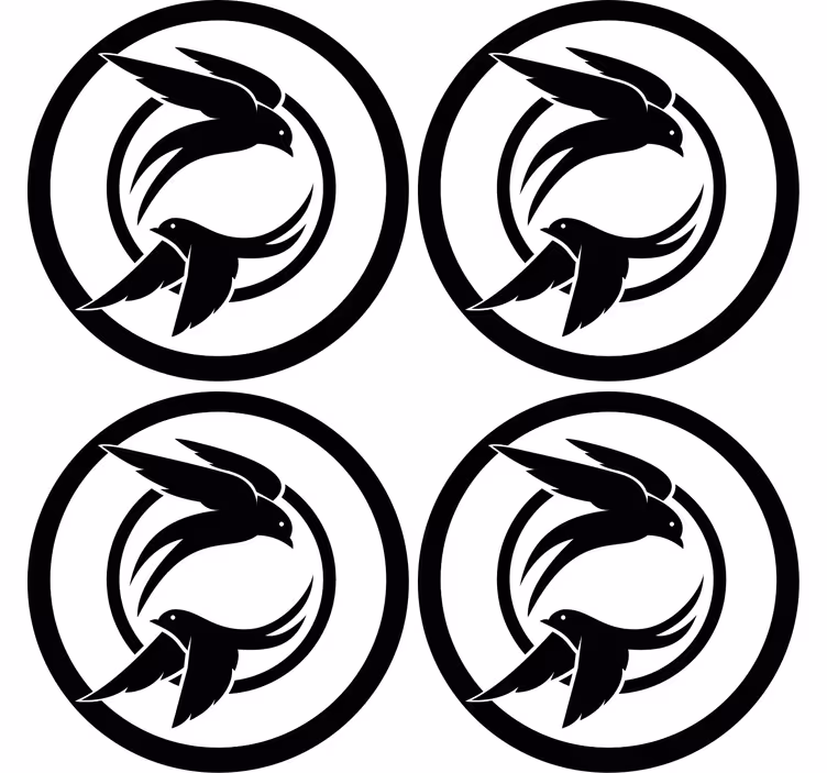 Bases para copos modernas Pássaros andorinhas preto e branco - TenStickers