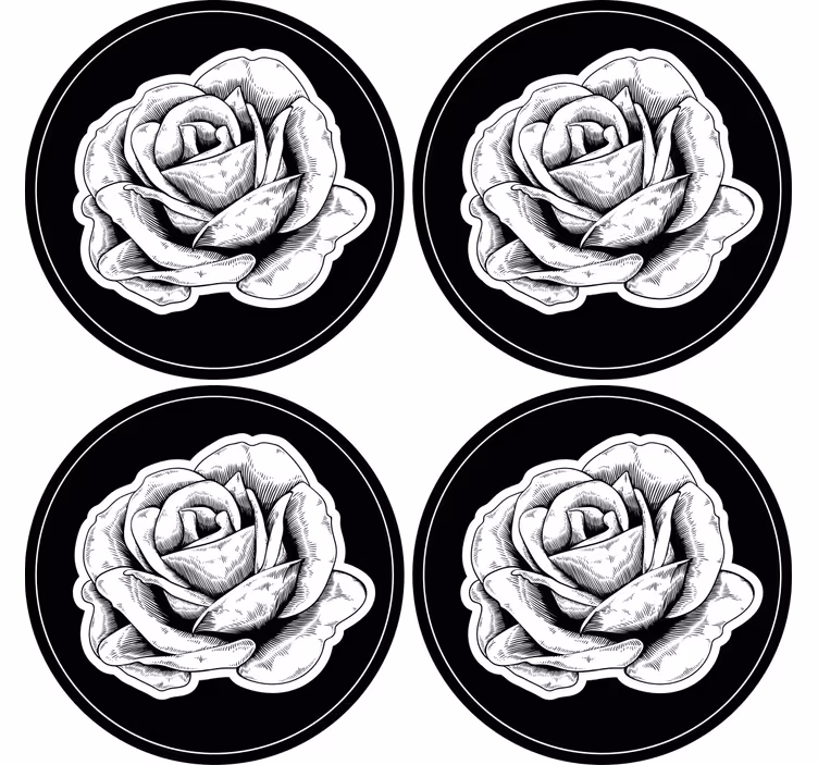 Bases para copos rosa negra intrincada - TenStickers