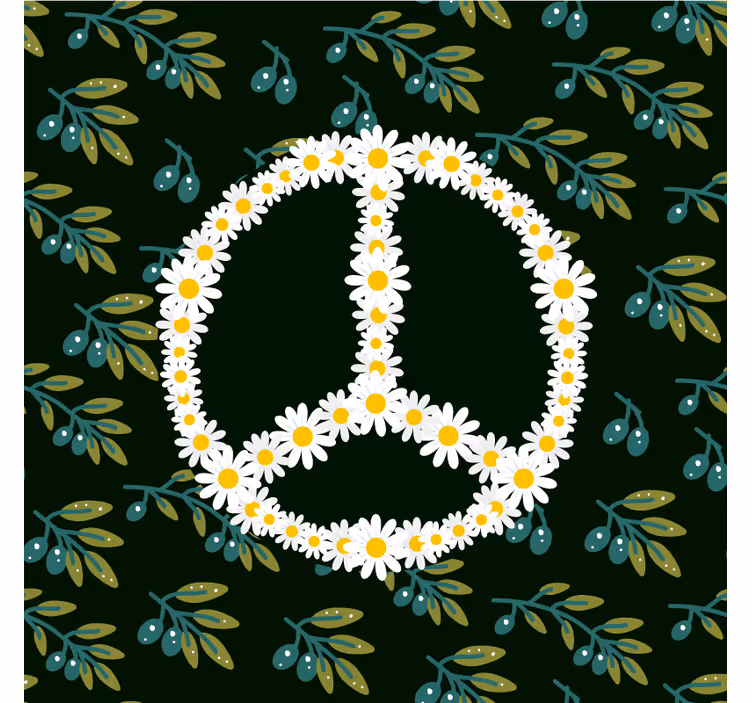 Bases para copos símbolo da paz floral - TenStickers