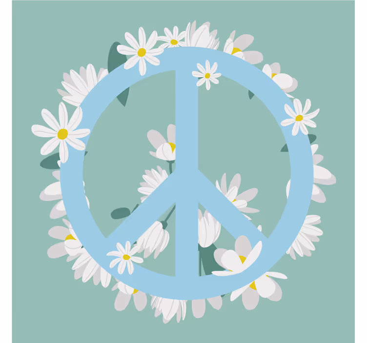 Bases para copos frase símbolo da paz com margaridas - TenStickers