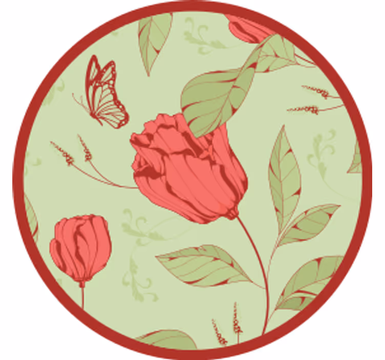 Bases para copos modernas estampa floral com borboleta - TenStickers