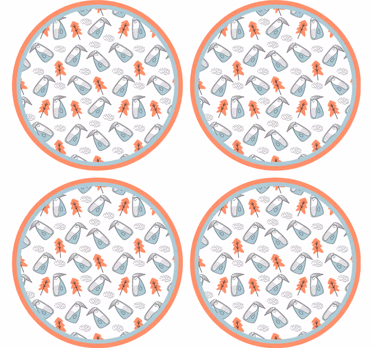Bases para copos com estampa de folhas divertidas - TenStickers