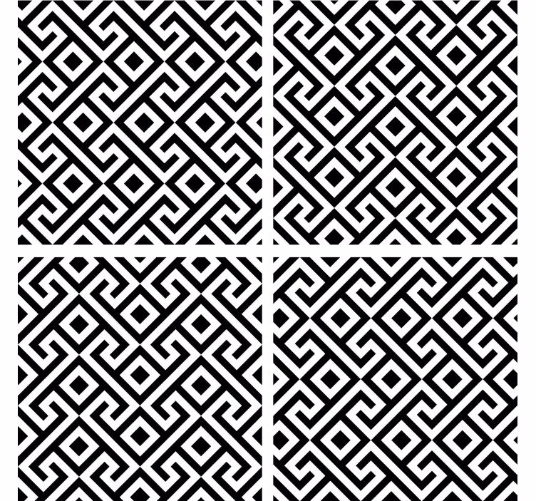 Bases para copos com padrão geométrico preto e branco - TenStickers