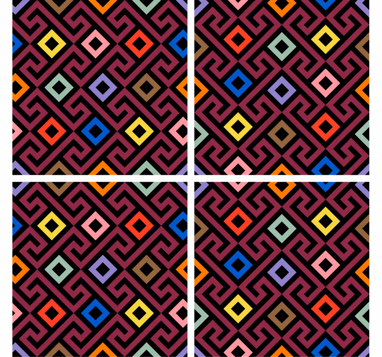 Bases para copos com padrão geométrico colorido - TenStickers