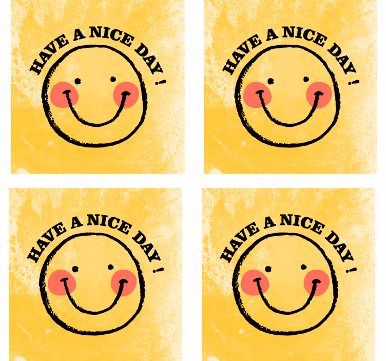 Bases para copos frase sorriso alegre com saudação - TenStickers
