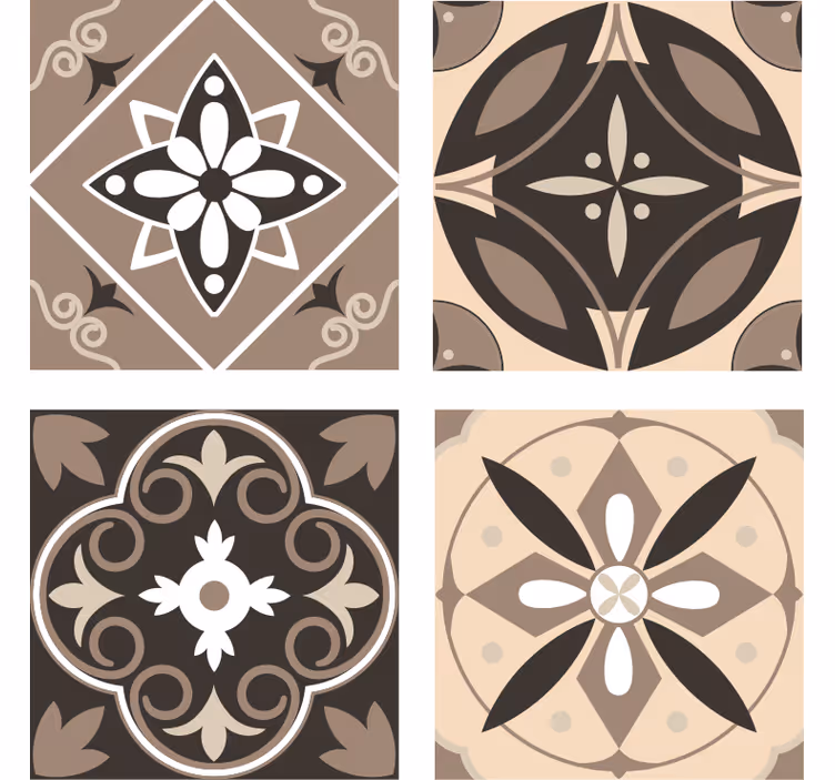 Bases para copos com padrão floral geométrico - TenStickers