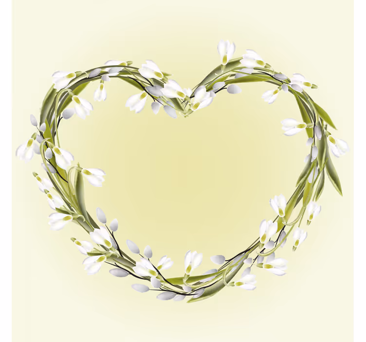 Bases para copos personalizáveis elemento floral em coração - TenStickers