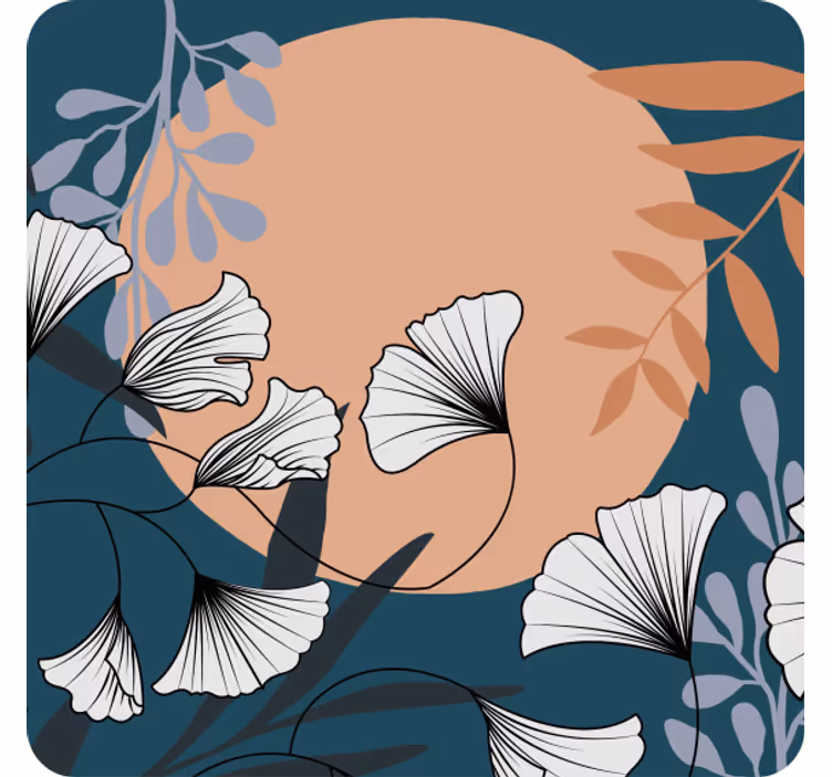 Bases para copos modernas com padrão floral de ginkgo - TenStickers