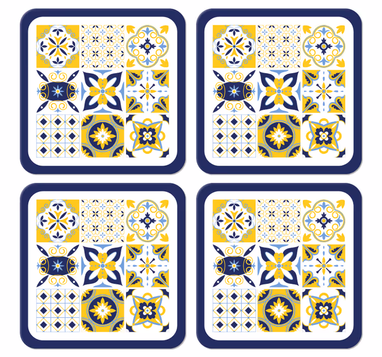 Bases para copos de azulejos Estilo português azul - TenStickers