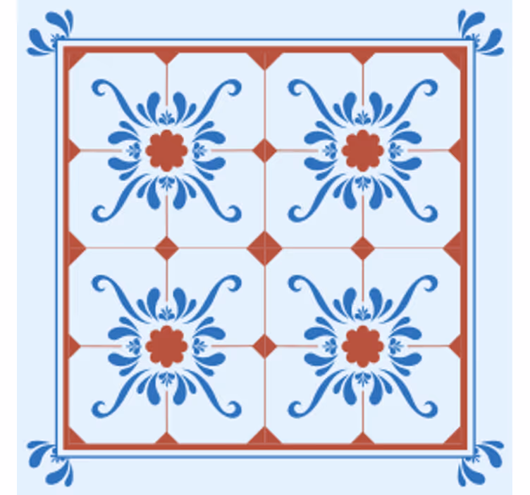 Bases para copos azulejos padrão floral decorativo - TenStickers