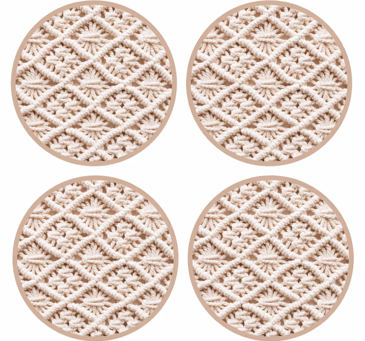 Bases para copos com padrão de crochê intricado - TenStickers