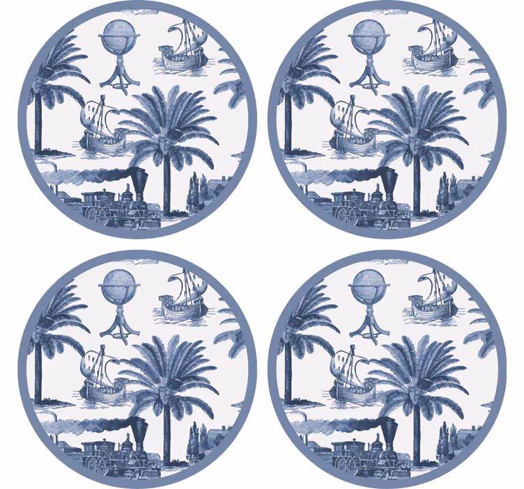 Bases para copos vintage tema clássico de exploração - TenStickers