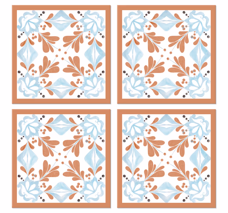 Bases para copos azulejos mediterrâneos florais - TenStickers