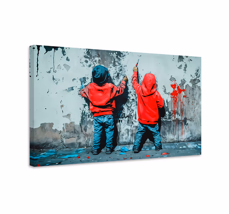 Quadro de arte meninos pintando - TenStickers