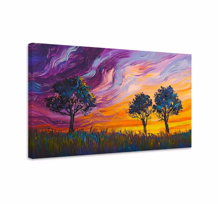 Quadro de paisage céu e árvores coloridas - TenStickers