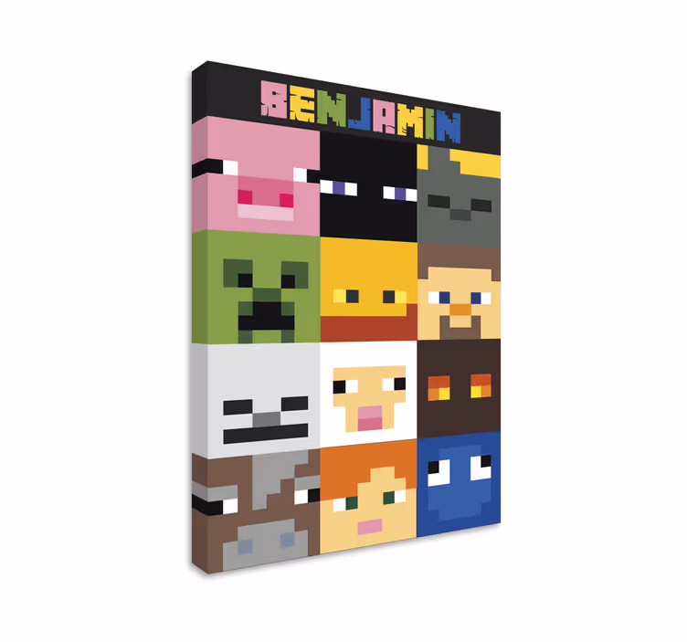 Quadro personalizável rostos pixelados para jogos - TenStickers