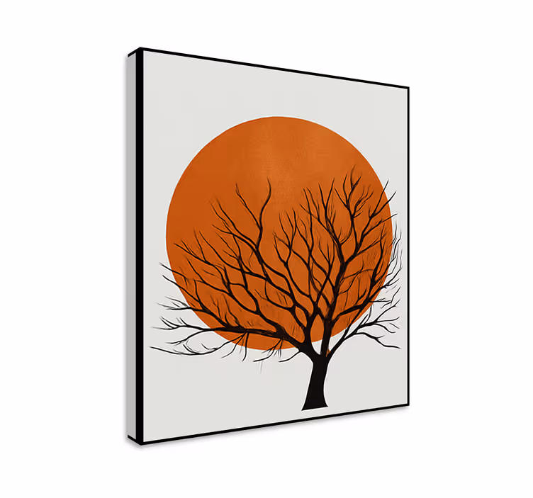 Quadro de árvores silhueta do pôr do sol dourado - TenStickers