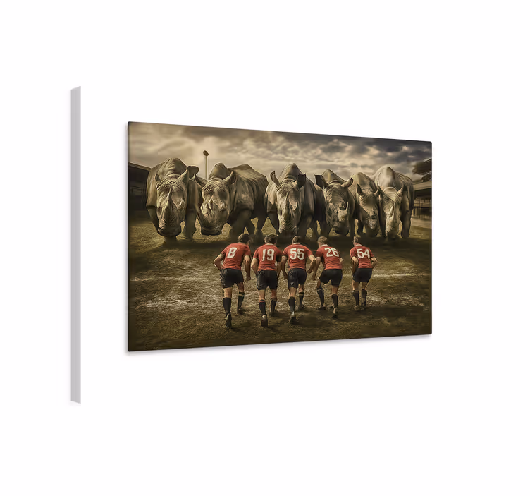 Quadros de desportos jogadores de rugby e rinocerontes - TenStickers