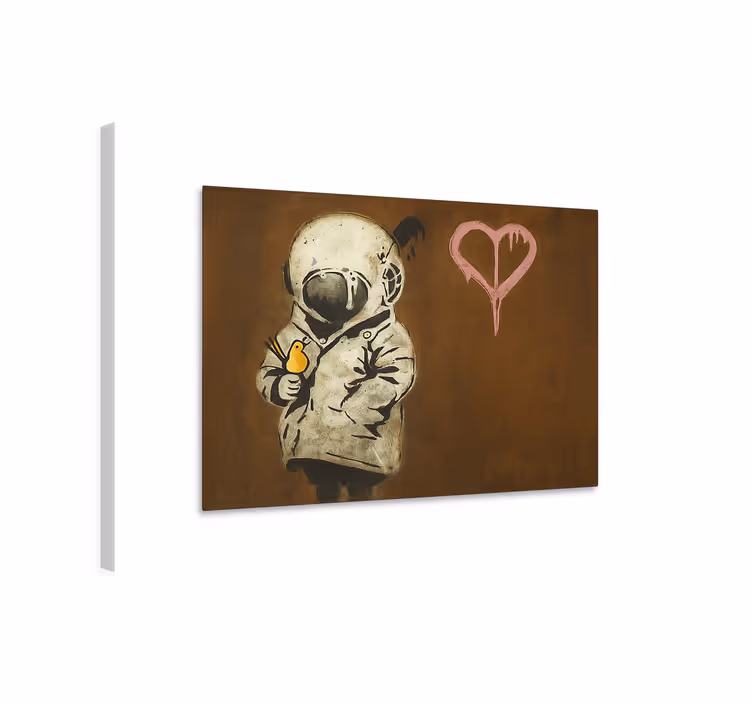 Quadro de arte garota espacial e pássaro - TenStickers