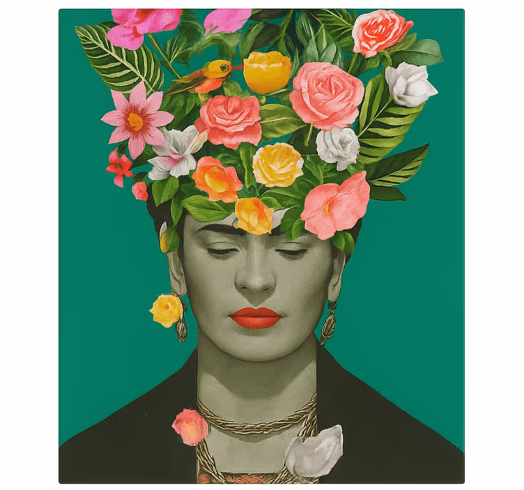 Quadro de arte frida kahlo flores coloridas - TenStickers
