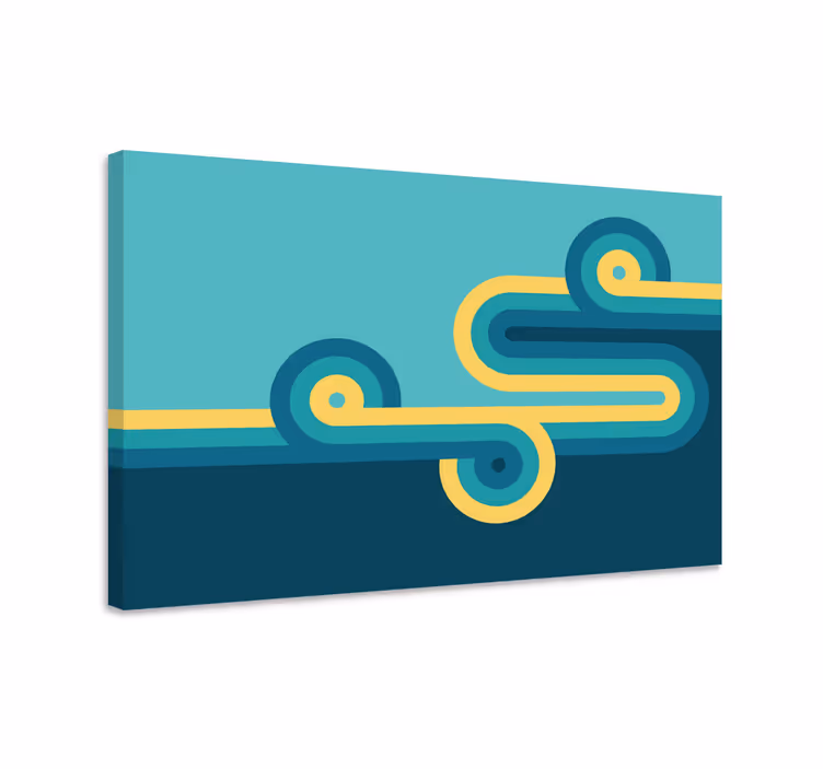 Quadro azul com forma irregular amarela - TenStickers