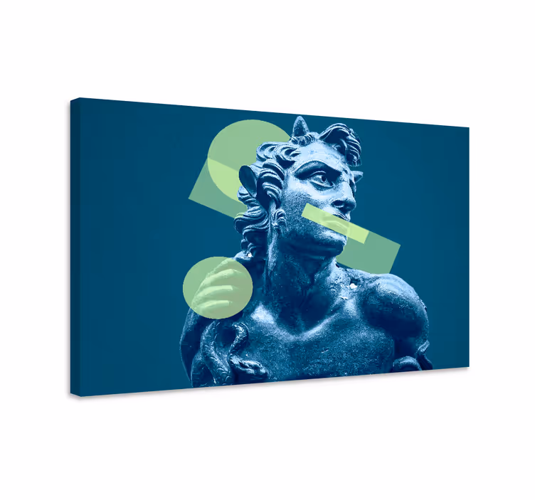 Quadro azul com formas 3d coloridas em estilo vaporwave - TenStickers