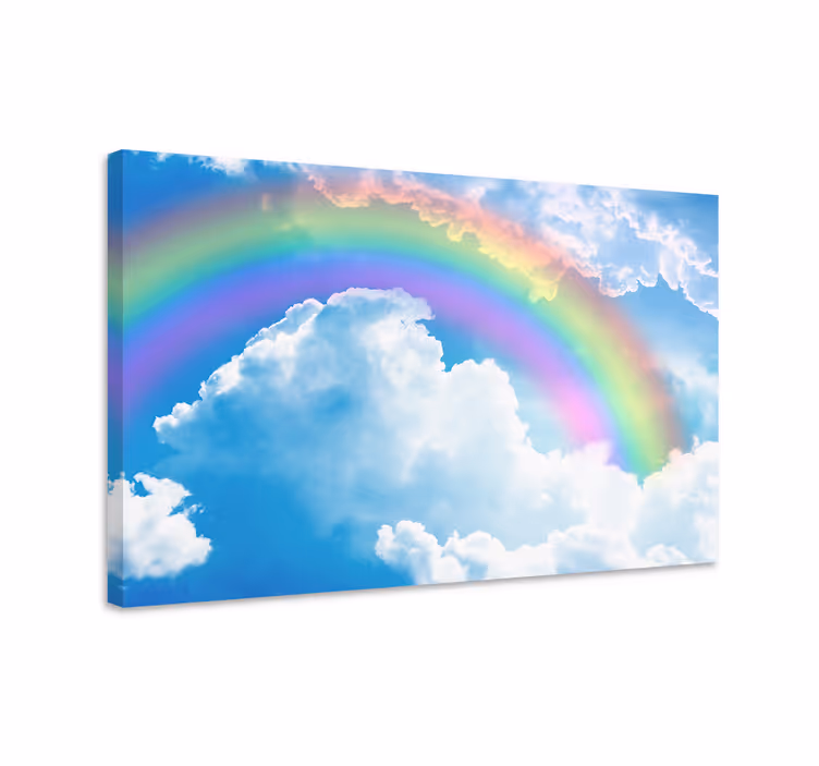 Quadro azul arco-íris no céu azul com nuvens - TenStickers