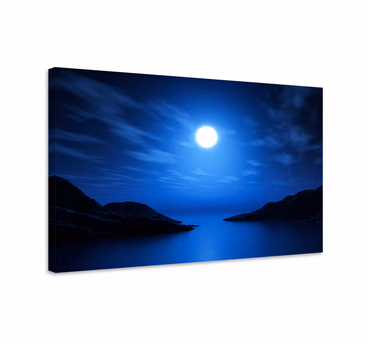 Quadro azul cena noturna lunar - TenStickers