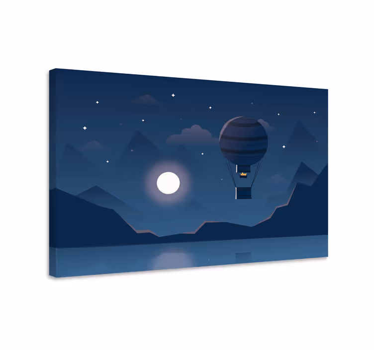 Quadro azul aventura noturna de balões - TenStickers