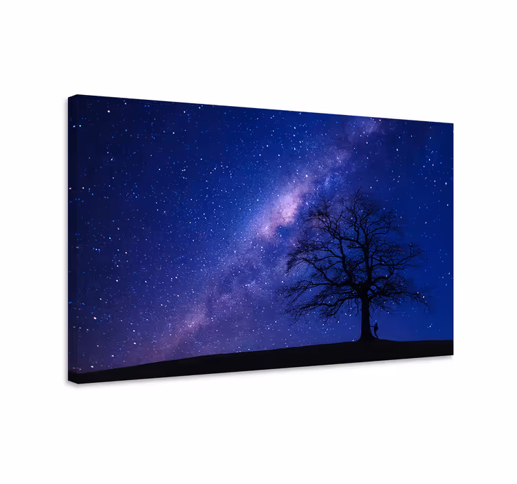 Quadro azul árvore 3d à noite - TenStickers