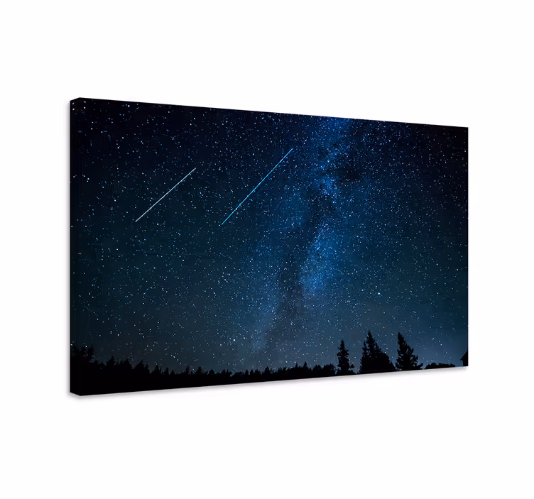 Quadro azul paisagem de estrelas cadentes - TenStickers