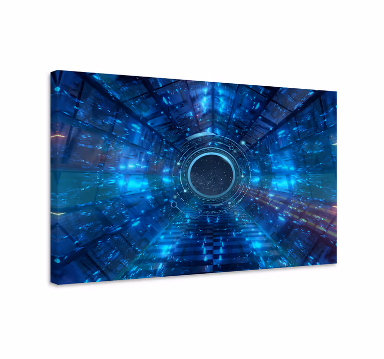 Quadro azul com fundo sci-fi geométrico azul - TenStickers